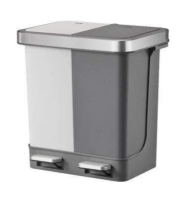 Balde com Pedal Duplo  10+10L Branco e Cinzento EKO Hana Recycle